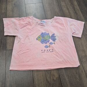 Vintage Kantoo Cropped Pink Foxy's Jost Van Dyke Fish Shirt One Size
